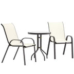 Outsunny 3 Pieces Outdoor Bistro Set, Patio Furniture with Stackable Chairs and Glass Table, High Back Small Patio Set for Balcony, Porch
