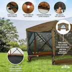 Hike Crew 12 x 12 Pop Up Gazebo, 6-Sided Outdoor Tent Canopy with Stakes, Ropes & More