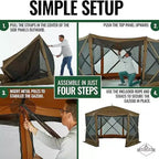 Hike Crew 12 x 12 Pop Up Gazebo, 6-Sided Outdoor Tent Canopy with Stakes, Ropes & More