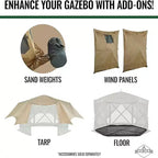 Hike Crew 12 x 12 Pop Up Gazebo, 6-Sided Outdoor Tent Canopy with Stakes, Ropes & More