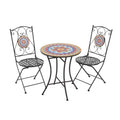 Christopher Knight Home Priscilla 3 Pieces Outdoor Ceramic Tile and Iron Foldable Bistro Set, Black/Red
