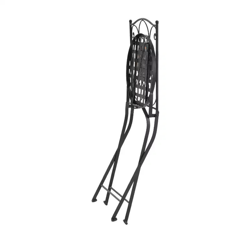 Christopher Knight Home Priscilla 3 Pieces Outdoor Ceramic Tile and Iron Foldable Bistro Set, Black/Red