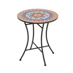 Christopher Knight Home Priscilla 3 Pieces Outdoor Ceramic Tile and Iron Foldable Bistro Set, Black/Red