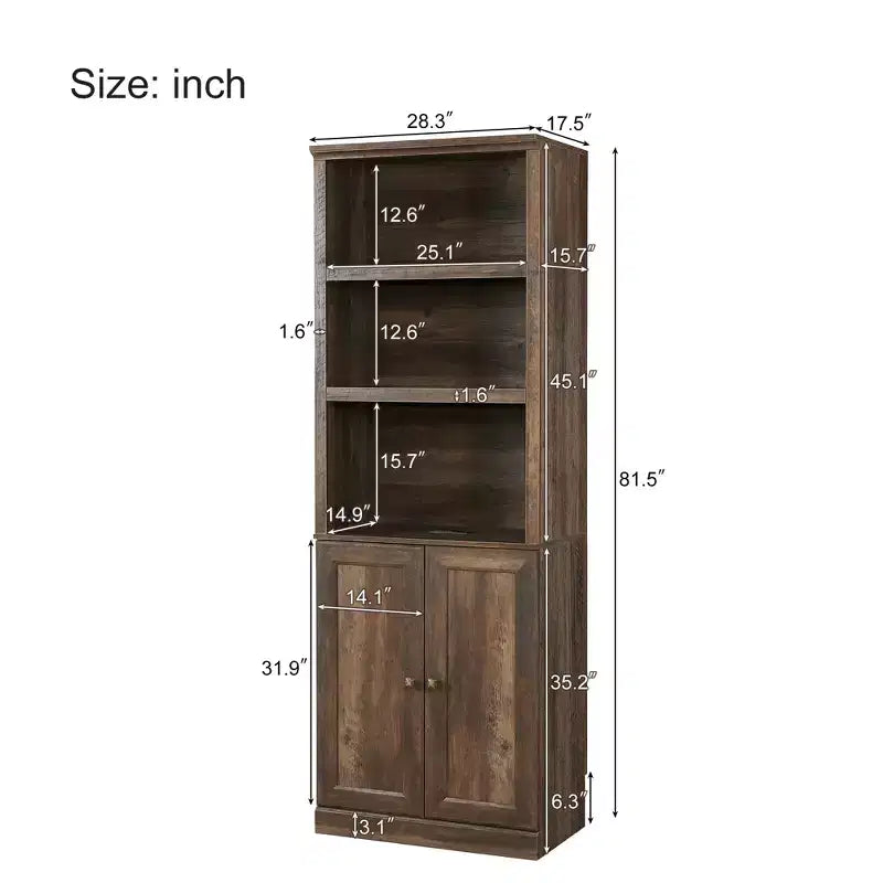 Queen Size Murphy Bed Wall Bed with Side Cabinet, Space-Saving Bed Perfect for Guest Room, Bed Room, Home Office, Rustic White/Brown -ModernLuxe