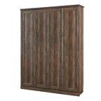 Queen Size Murphy Bed Wall Bed with Side Cabinet, Space-Saving Bed Perfect for Guest Room, Bed Room, Home Office, Rustic White/Brown -ModernLuxe