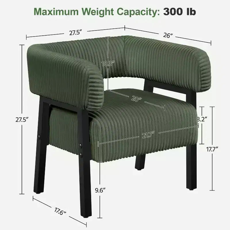 Yaheetech Upholstered Barrel Accent Chair with Solid Wood Legs, Pocket Coiled Seat for Living Room, Bedroom, Reading Nook
