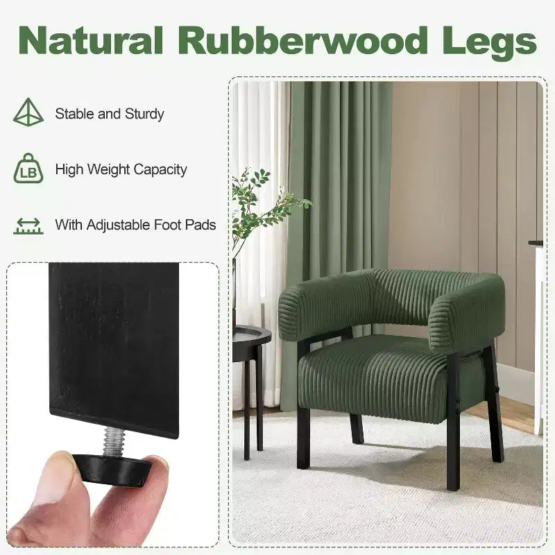 Yaheetech Upholstered Barrel Accent Chair with Solid Wood Legs, Pocket Coiled Seat for Living Room, Bedroom, Reading Nook