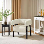 Yaheetech Upholstered Barrel Accent Chair with Solid Wood Legs, Pocket Coiled Seat for Living Room, Bedroom, Reading Nook
