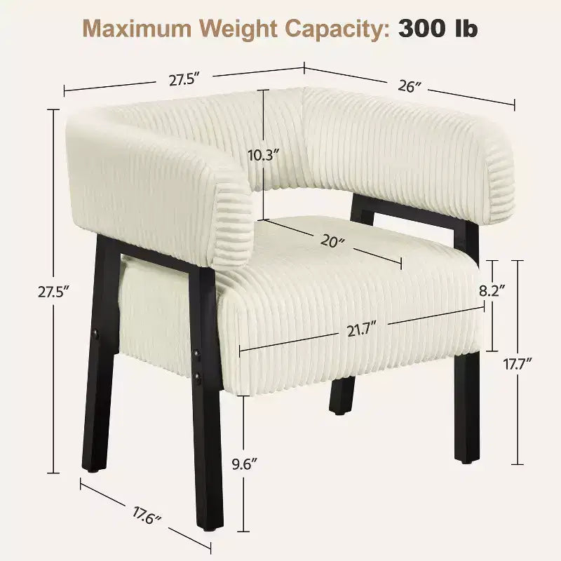 Yaheetech Upholstered Barrel Accent Chair with Solid Wood Legs, Pocket Coiled Seat for Living Room, Bedroom, Reading Nook