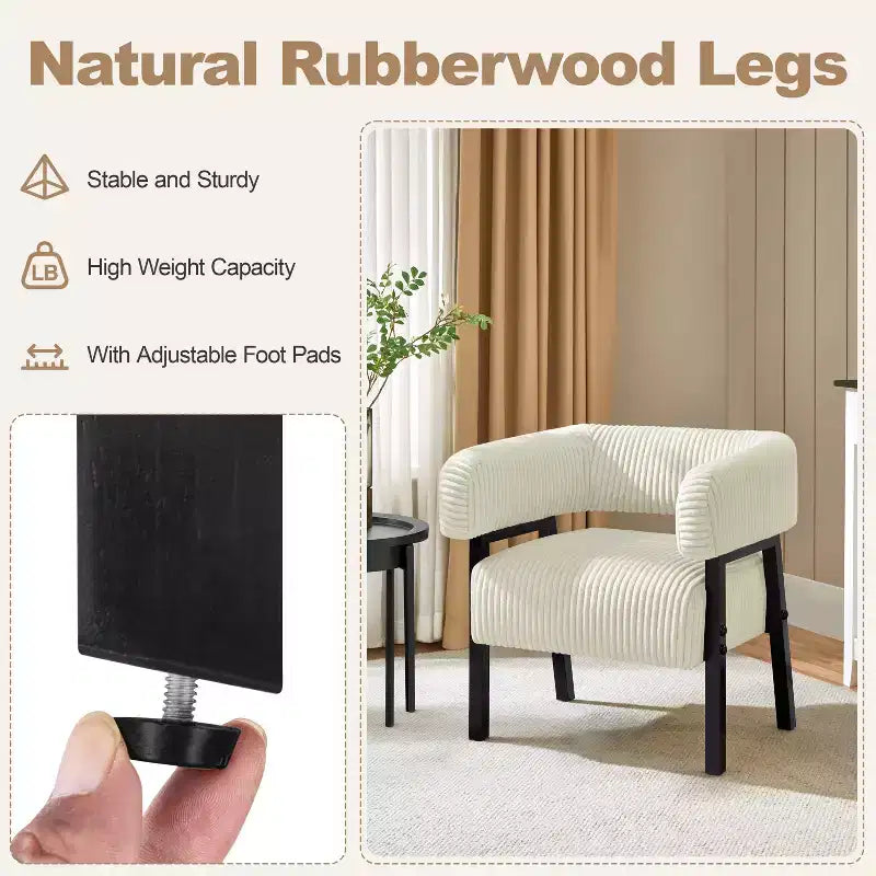 Yaheetech Upholstered Barrel Accent Chair with Solid Wood Legs, Pocket Coiled Seat for Living Room, Bedroom, Reading Nook