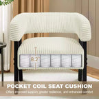 Yaheetech Upholstered Barrel Accent Chair with Solid Wood Legs, Pocket Coiled Seat for Living Room, Bedroom, Reading Nook