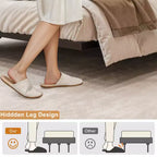 Hausource Floating Bed Frame with LED Storage Headboard, Charging Station, No Box Spring Needed