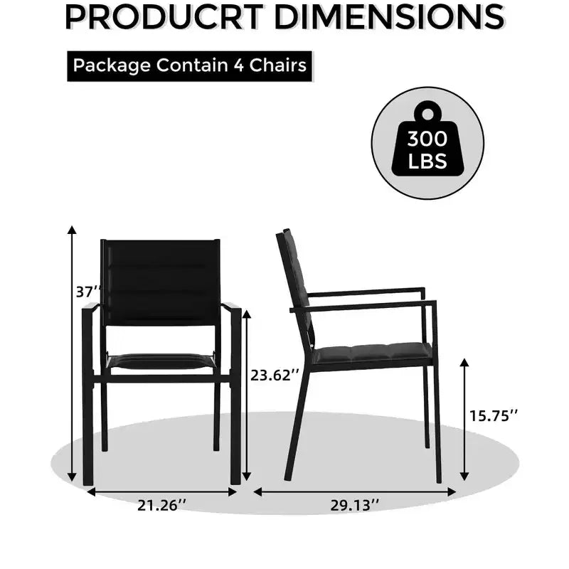 Patio Stackable Chairs Set of 4, Outdoor Aluminum Stacking Dining Chairs with Breathable Textilene Farbic for Outdoor, Patio, Deck, Backyard
