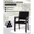 Patio Stackable Chairs Set of 4, Outdoor Aluminum Stacking Dining Chairs with Breathable Textilene Farbic for Outdoor, Patio, Deck, Backyard