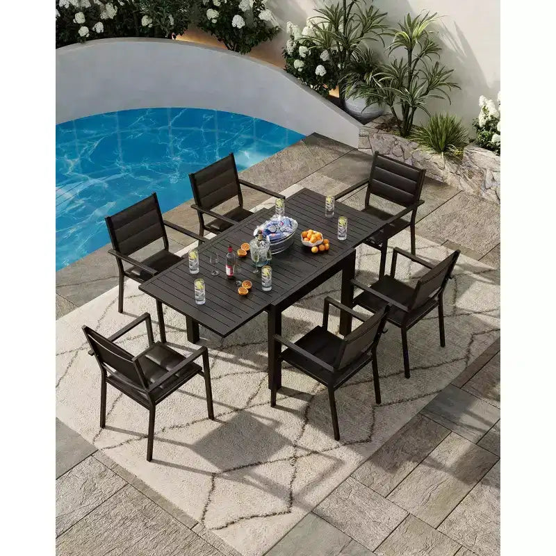 Patio Stackable Chairs Set of 4, Outdoor Aluminum Stacking Dining Chairs with Breathable Textilene Farbic for Outdoor, Patio, Deck, Backyard