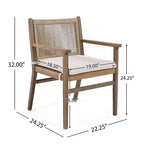 Christopher Knight Home Wecker Outdoor Rope Weave Acacia Wood Dining Chairs ( Set of 2), Beige/ Light Brown