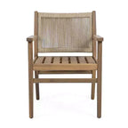 Christopher Knight Home Wecker Outdoor Rope Weave Acacia Wood Dining Chairs ( Set of 2), Beige/ Light Brown