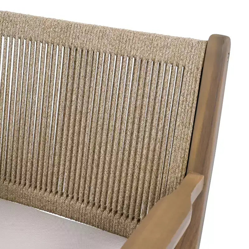 Christopher Knight Home Wecker Outdoor Rope Weave Acacia Wood Dining Chairs ( Set of 2), Beige/ Light Brown