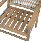 Christopher Knight Home Wecker Outdoor Rope Weave Acacia Wood Dining Chairs ( Set of 2), Beige/ Light Brown