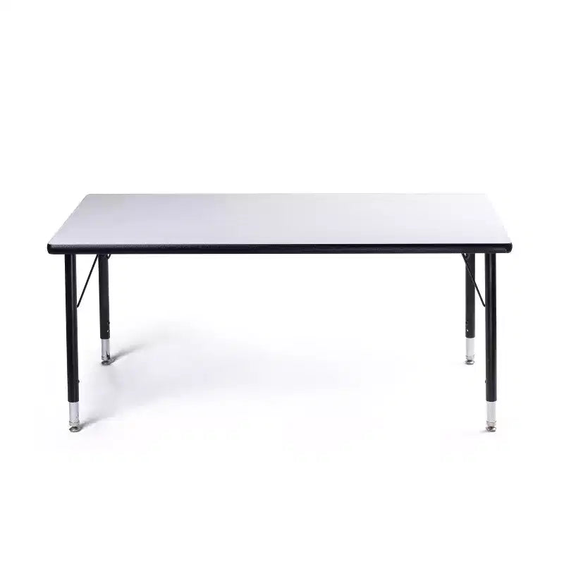 Bintiva Activity Table & Chair Set  24x48 Black Sprayed Edge Table with Adjustable Legs and 4 Blue 14 ZUUL Classroom Chairs