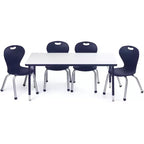 Bintiva Activity Table & Chair Set  24x48 Black Sprayed Edge Table with Adjustable Legs and 4 Blue 14 ZUUL Classroom Chairs