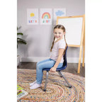 Bintiva Activity Table & Chair Set  24x48 Black Sprayed Edge Table with Adjustable Legs and 4 Blue 14 ZUUL Classroom Chairs
