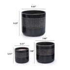 MAYEERTY 3-Piece Ceramic Flowerpot Modern Planter Black for Patio Garden Windowsills