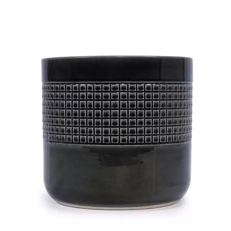 MAYEERTY 3-Piece Ceramic Flowerpot Modern Planter Black for Patio Garden Windowsills