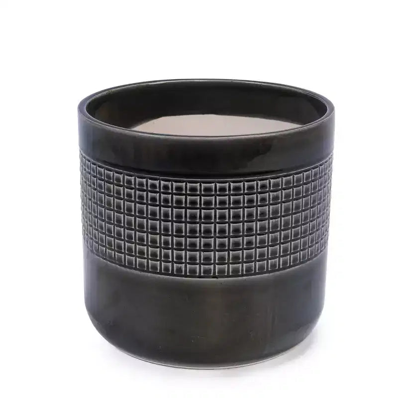 MAYEERTY 3-Piece Ceramic Flowerpot Modern Planter Black for Patio Garden Windowsills