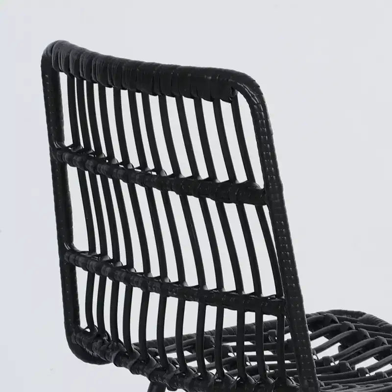 HOMCOM Rattan Counter Height Bar Stools Set of 2, 26 Wicker Barstools with Back, Bar Chairs for Kitchen Island, Kitchen Counter, Dining Room, Black
