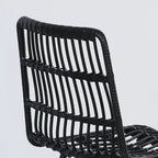HOMCOM Rattan Counter Height Bar Stools Set of 2, 26 Wicker Barstools with Back, Bar Chairs for Kitchen Island, Kitchen Counter, Dining Room, Black