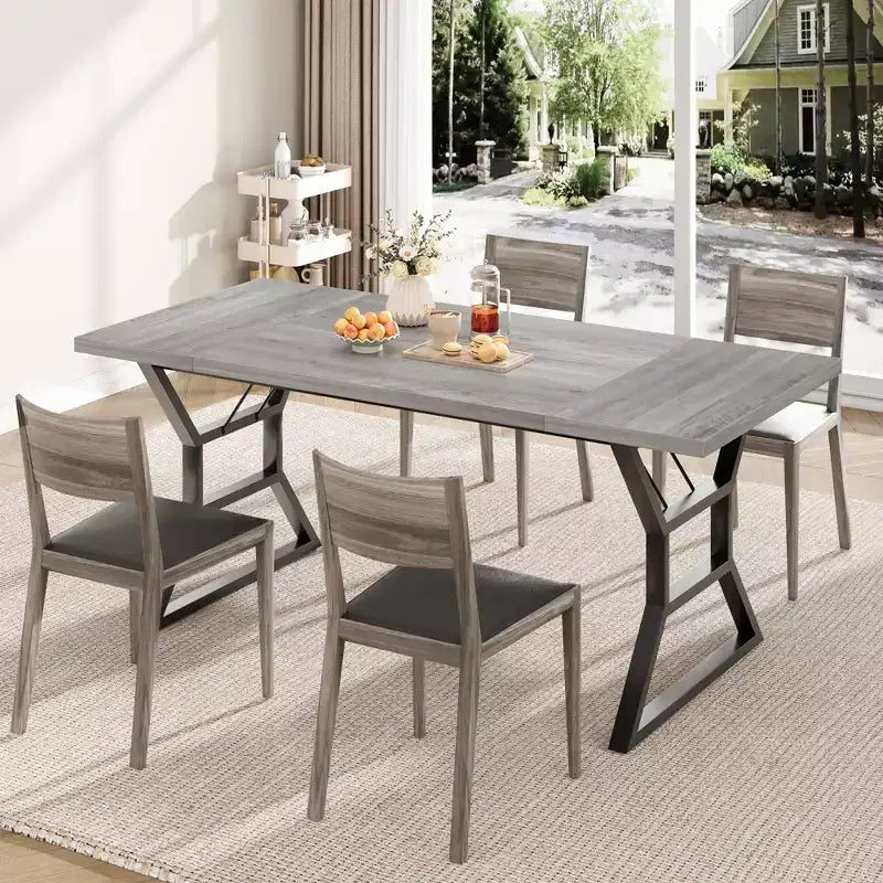 WhizMax Dining Table for 6-8 People, 70.9 Rectangular Wooden Kitchen Table with Metal Legs, Dining Room Table for Dining Room, Kitchen, Brown