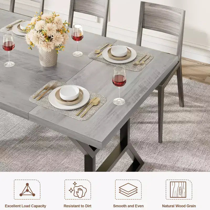 WhizMax Dining Table for 6-8 People, 70.9 Rectangular Wooden Kitchen Table with Metal Legs, Dining Room Table for Dining Room, Kitchen, Brown