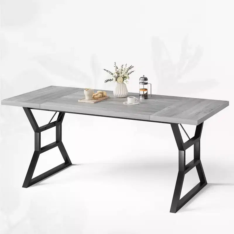 WhizMax Dining Table for 6-8 People, 70.9 Rectangular Wooden Kitchen Table with Metal Legs, Dining Room Table for Dining Room, Kitchen, Brown
