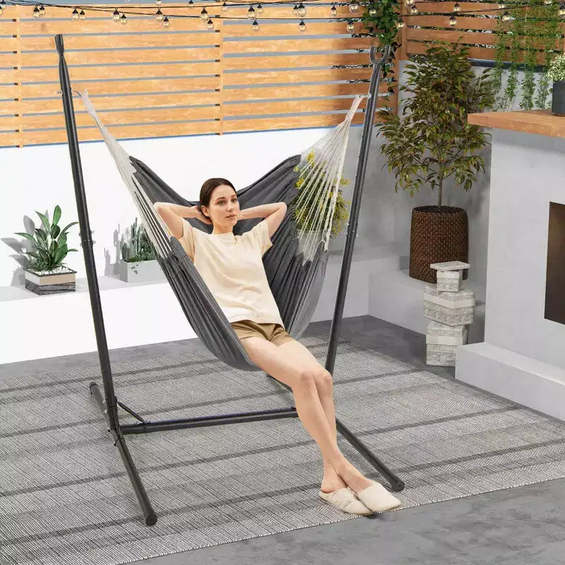 Costway Adjustable Hammock Chair with Stand 6 Adjustable Positions Storage Pocket Sturdy