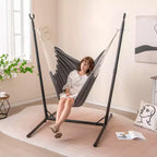 Costway Adjustable Hammock Chair with Stand 6 Adjustable Positions Storage Pocket Sturdy