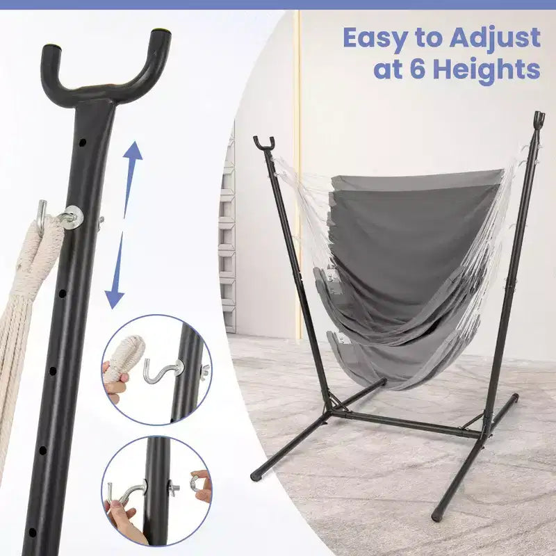 Costway Adjustable Hammock Chair with Stand 6 Adjustable Positions Storage Pocket Sturdy