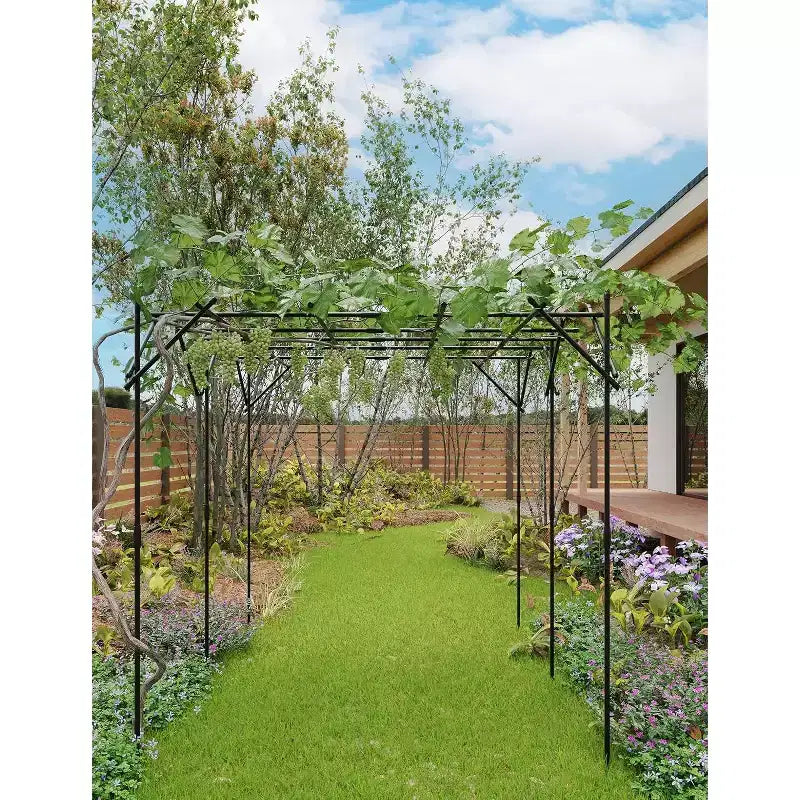 Garden Arch Trellis for Climbing Plants, Metal Arched Arbor Durable Powder-Coated Finish, for Weddings, Gazebos, and Outdoor Decor, for Lawn, Party