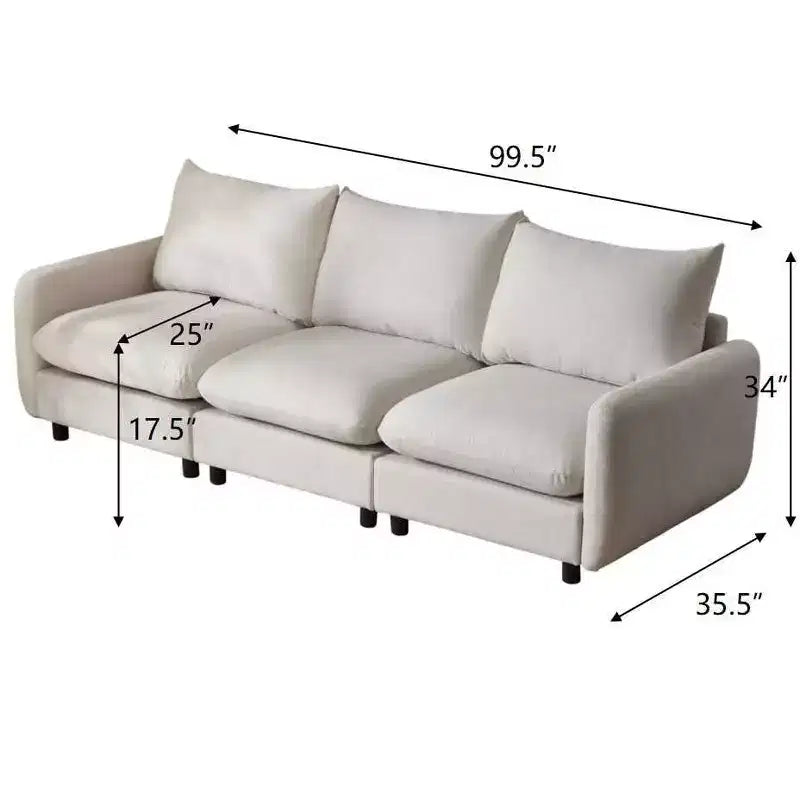 Christopher Knight Home Acker 99.5 Modern 3 Seater Upholstered Sectional Sofa, White