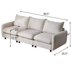Christopher Knight Home Acker 99.5 Modern 3 Seater Upholstered Sectional Sofa, White