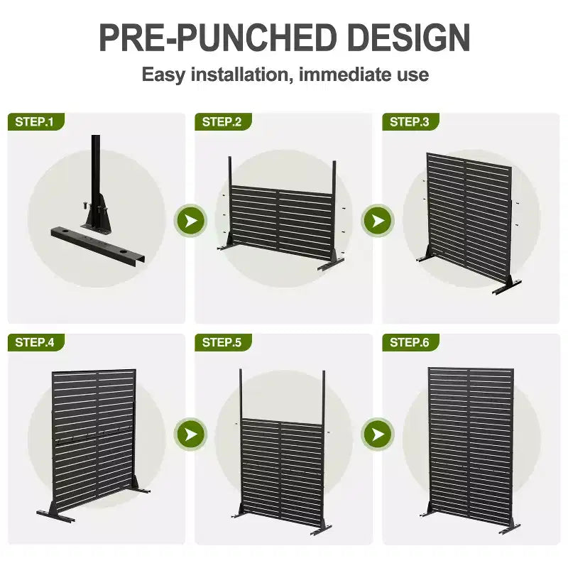 Abraham Black Galvanized Sheet Outdoor Private Screen