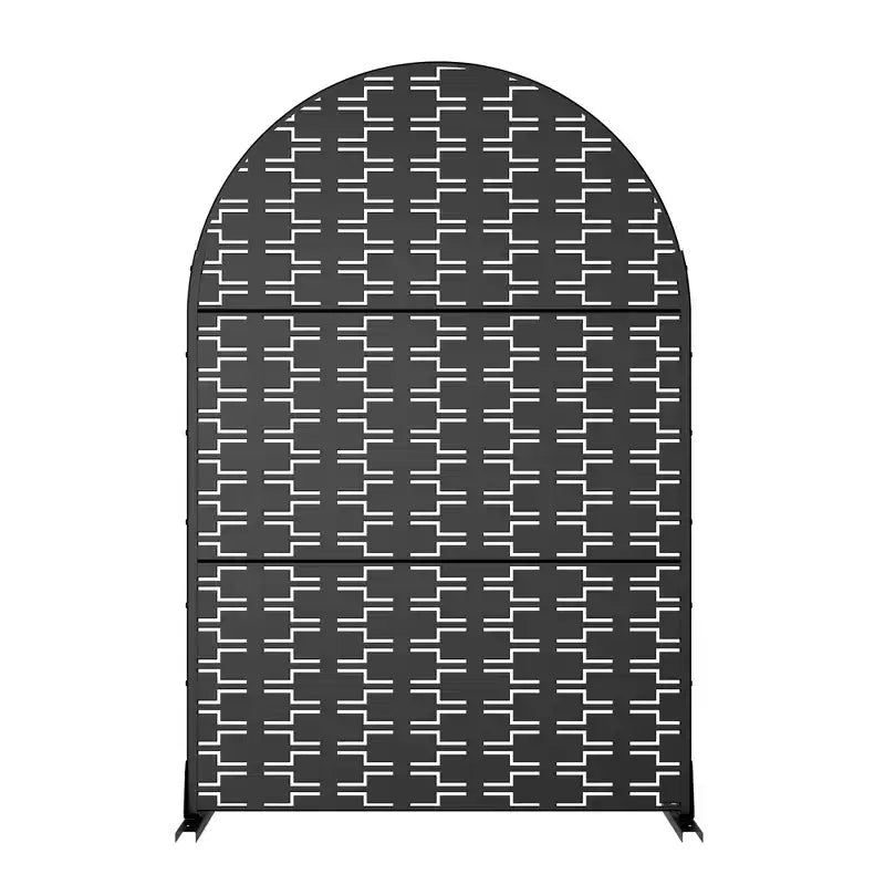 72 x 47 inch Black Arched Metal Outdoor Private Screen