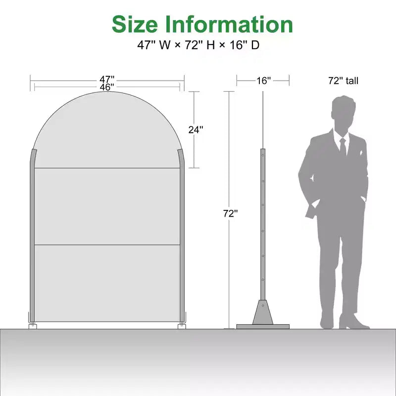 72 x 47 inch Black Arched Metal Outdoor Private Screen