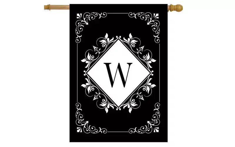 Briarwood Lane Everyday Double Sided House Flag 40x28 For Outdoor Black and White Monogram W House Flag