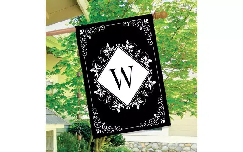 Briarwood Lane Everyday Double Sided House Flag 40x28 For Outdoor Black and White Monogram W House Flag