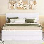 GDFStudio Julie Modern Solid Wood Full Size Platform Bed with Twin Size Trundle, 2 Drawers and Headboard