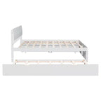 GDFStudio Julie Modern Solid Wood Full Size Platform Bed with Twin Size Trundle, 2 Drawers and Headboard