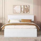 GDFStudio Julie Modern Solid Wood Full Size Platform Bed with Twin Size Trundle, 2 Drawers and Headboard