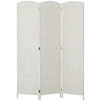 HOMCOM Room Divider, Folding Privacy Screen, 6FT Tall Portable Wicker Weave Partition Wall Divider for Bedroom, Home Office, White
