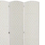 HOMCOM Room Divider, Folding Privacy Screen, 6FT Tall Portable Wicker Weave Partition Wall Divider for Bedroom, Home Office, White